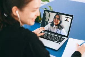 Two people on a video call